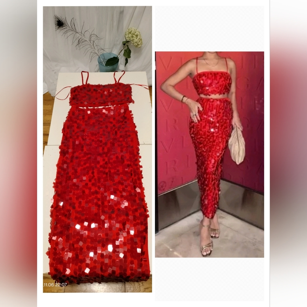 House of Harlow 1960 Red Sequin Midi Dress